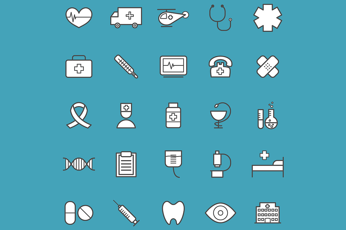25 vector line medical icons, an Outline Icon by Irina Romanova