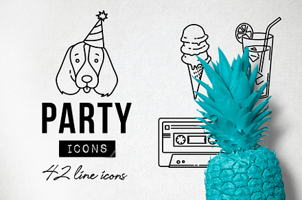 42 Party Icons - Birthday Icons Set, an Outline Icon by Hatch Design Workshop
