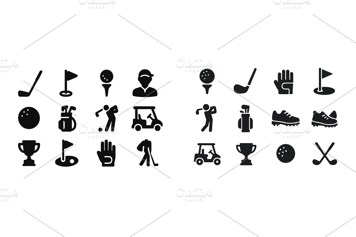 Collection of black and white golf, a Sport Illustration by ZinetroN