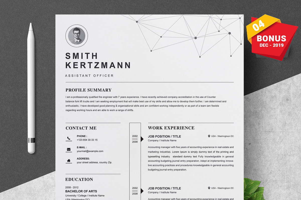 Resume/CV Bundle | 200+ for $29, a Resume Template by ResumeInventor (Photo 90 of 207)