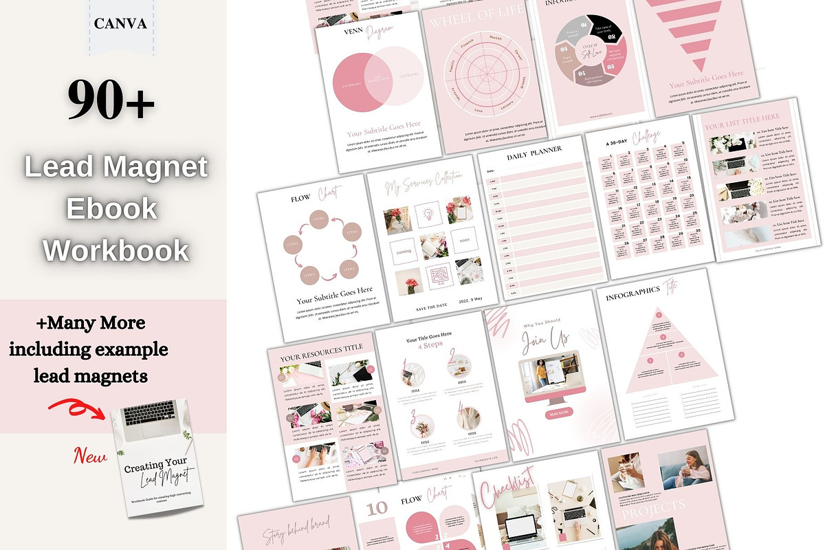 Blush Pink ebook template, workbook, a Books & Magazine Mockup by Millennials Marketing (Photo 1 of 9)