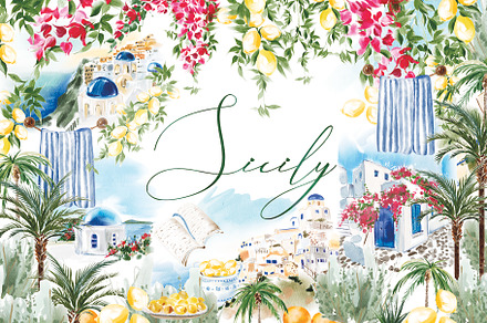 Sicily in Watercolor, an Object Graphic by Knopazyzy