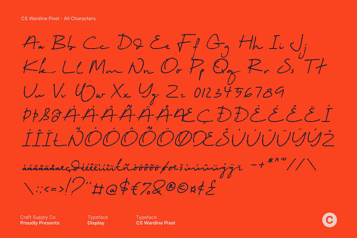 CS Wardine Pixel, a Script Font by Craft Supply Co. (Photo 8 of 8)