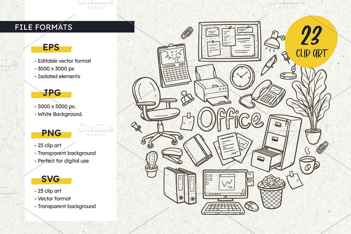Office Doodle Background, an Object Illustration by insemar (Photo 3 of 4)