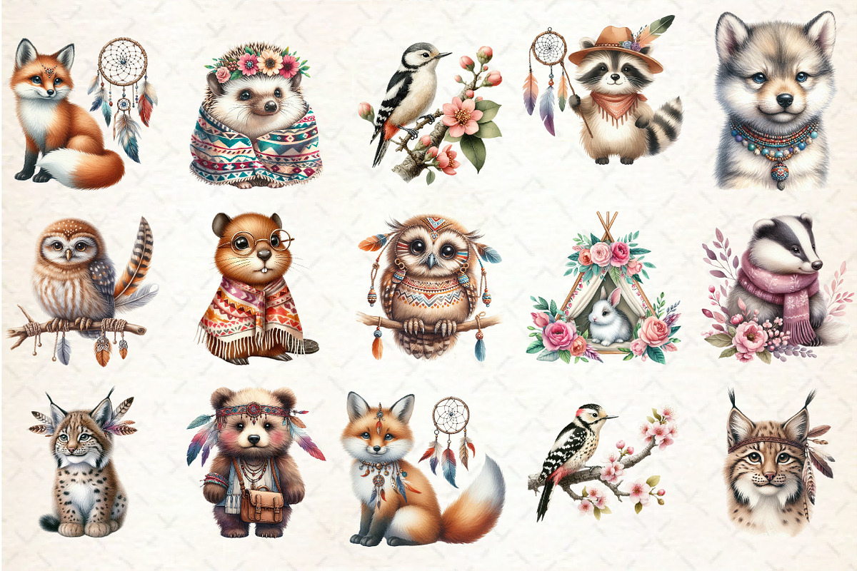 Sweet Boho Woodland Creatures Animal, an Illustration by Rose Art (Photo 2 of 7)