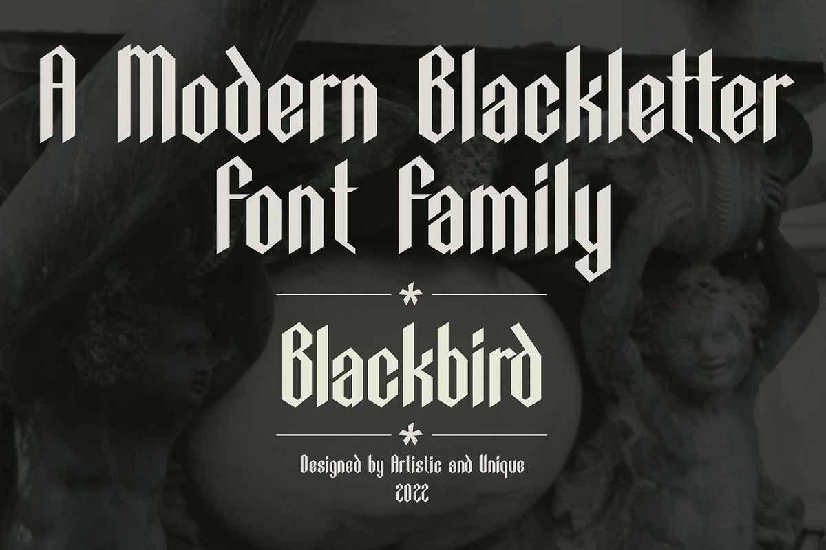 Blackbird - Blackletter font family, a Blackletter Font by Artistic & Unique (Photo 4 of 16)