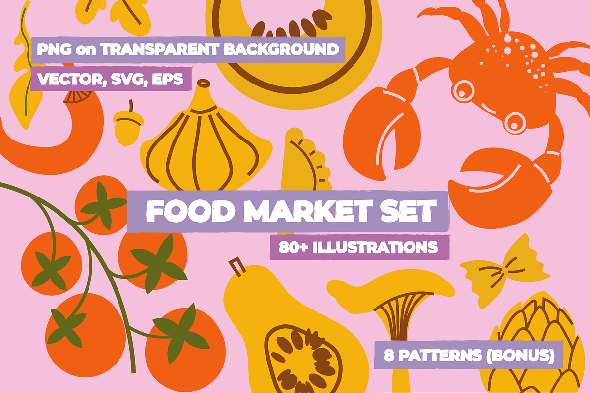 FOOD MARKET VECTOR SET (83 ELEMENTS), an Object Graphic by Bonfloret Studio