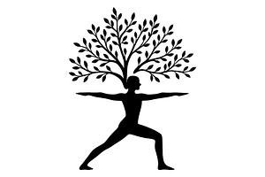 Yoga Tree Silhouette Warrior Pose, a Background Graphic by LaseredNinja