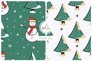 Christmas Snowman and Trees Pattern, a Pattern Graphic by lindoet23 (Thumbnail 1 of 3)