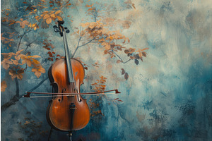 Autumn serenade vintage violin with, an Illustration by Ylivdesign