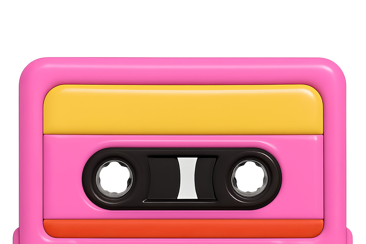Retro pink cassette tape with a vibr, an Illustration by Dvoevnore photos