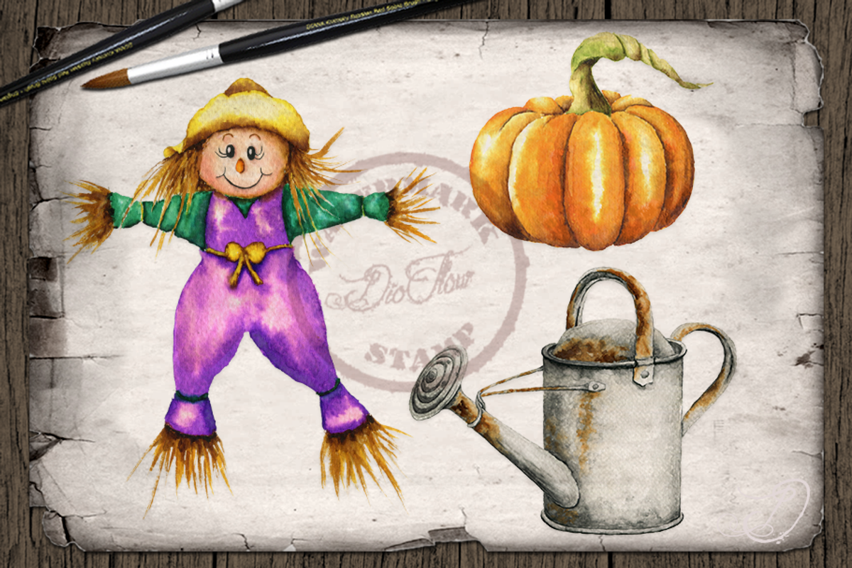 Scarecrow Watercolor Illustration, a Decorative Illustration by DioFlow (Photo 5 of 6)