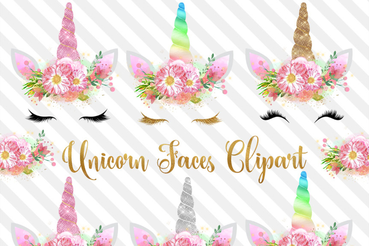Unicorn Faces Clipart, an Object Graphic by Digital Curio (Photo 1 of 2)