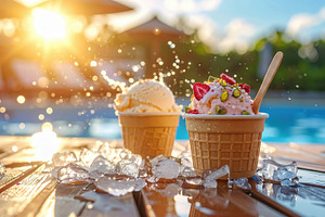 Sunlit Ice Cream Cups by Poolside, a Food & Drink Photo by Davizro's Market