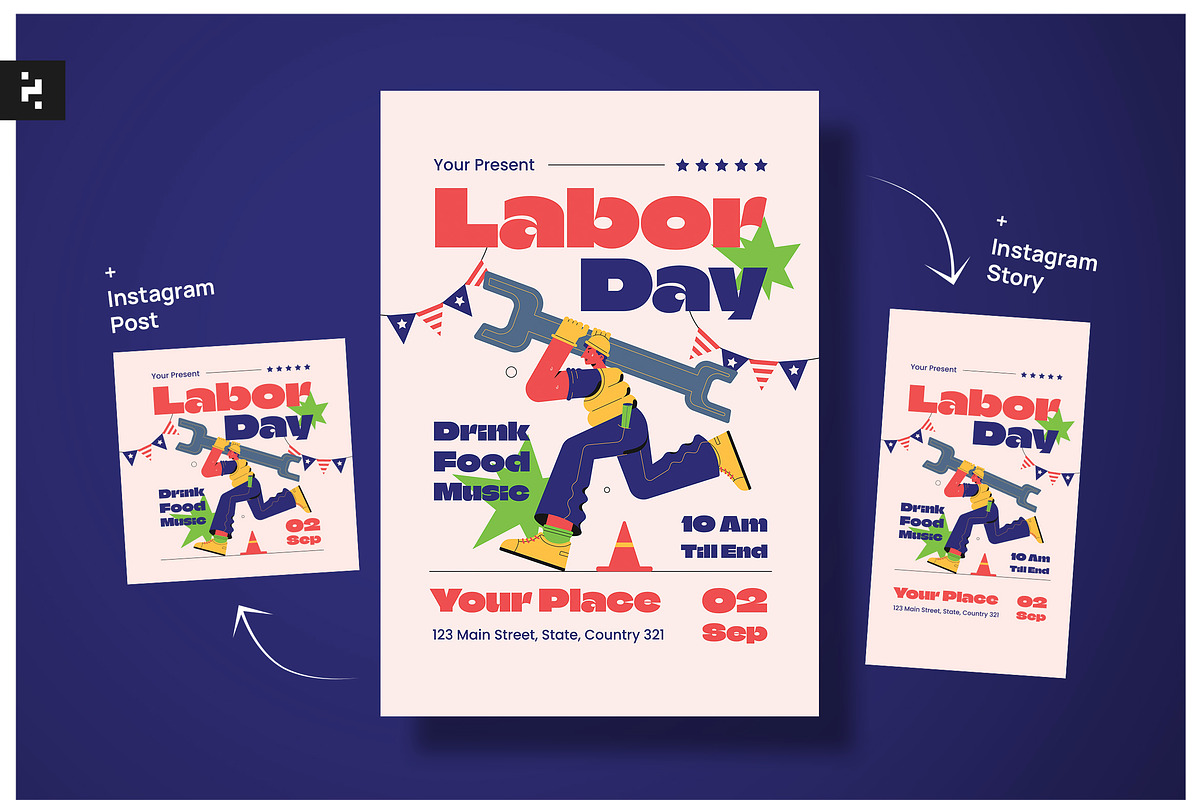 Creative Labor Day Flyer, a Flyer Template by Neermana (Photo 1 of 4)