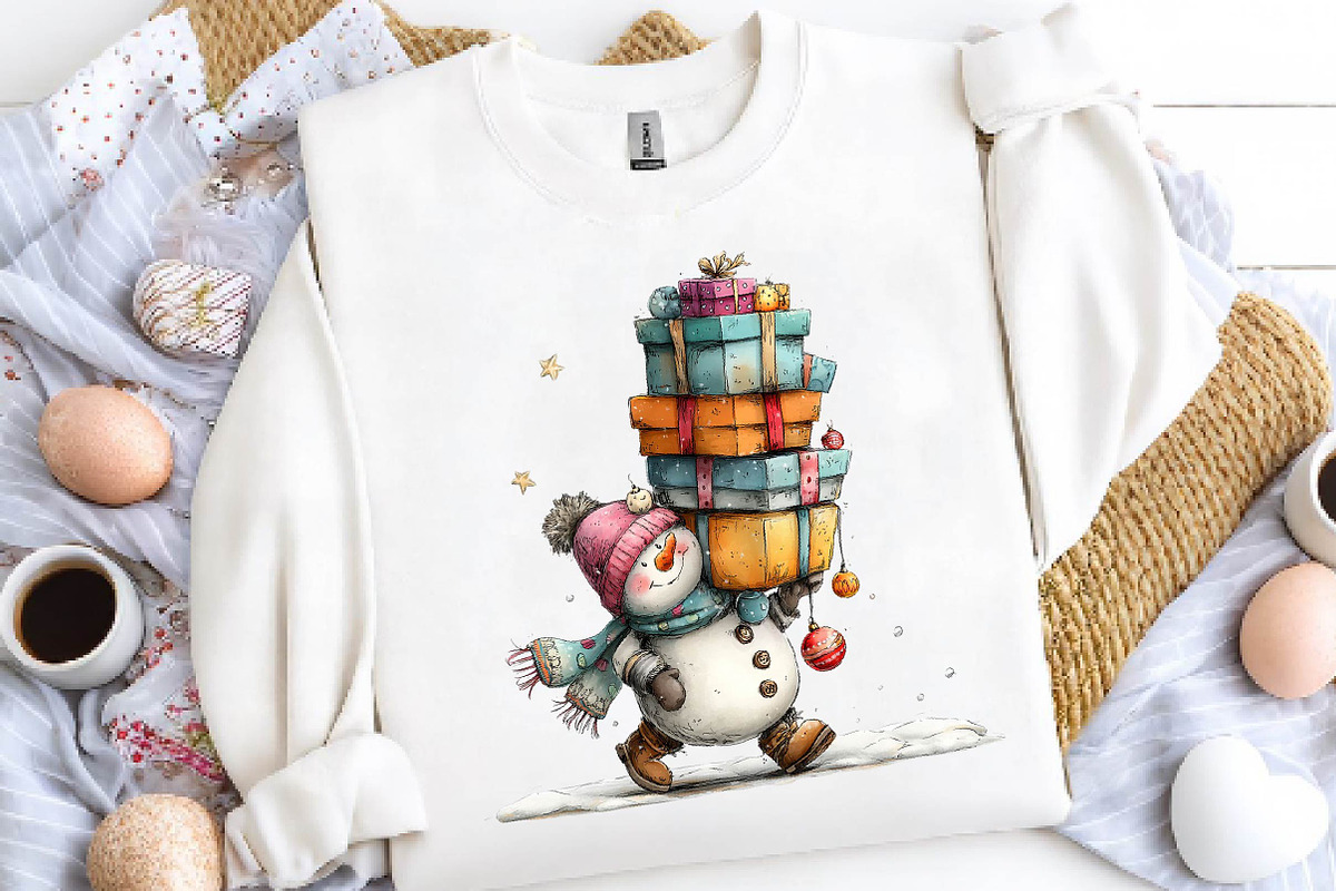 Whimsical Christmas Snowman Clipart, a Seasonal Illustration by CreationArt (Photo 2 of 5)