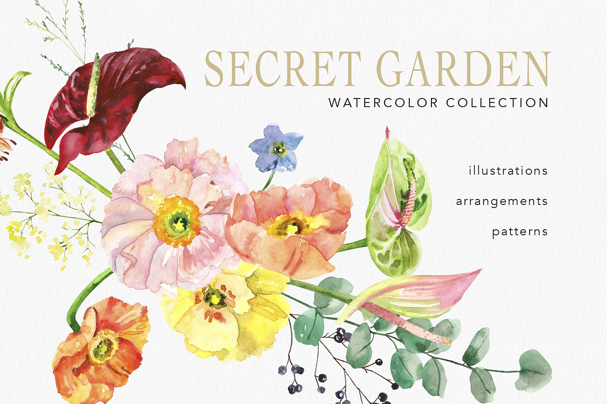 Secret Garden watercolor, a Decorative Illustration by Volha Studio (Photo 1 of 11)