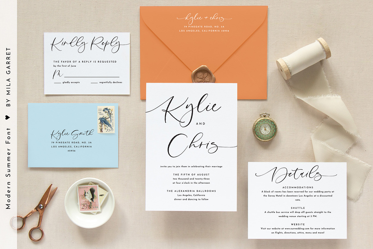 Modern Summer Calligraphy Logo Font, a Script Font by Mila Garret (Photo 8 of 14)