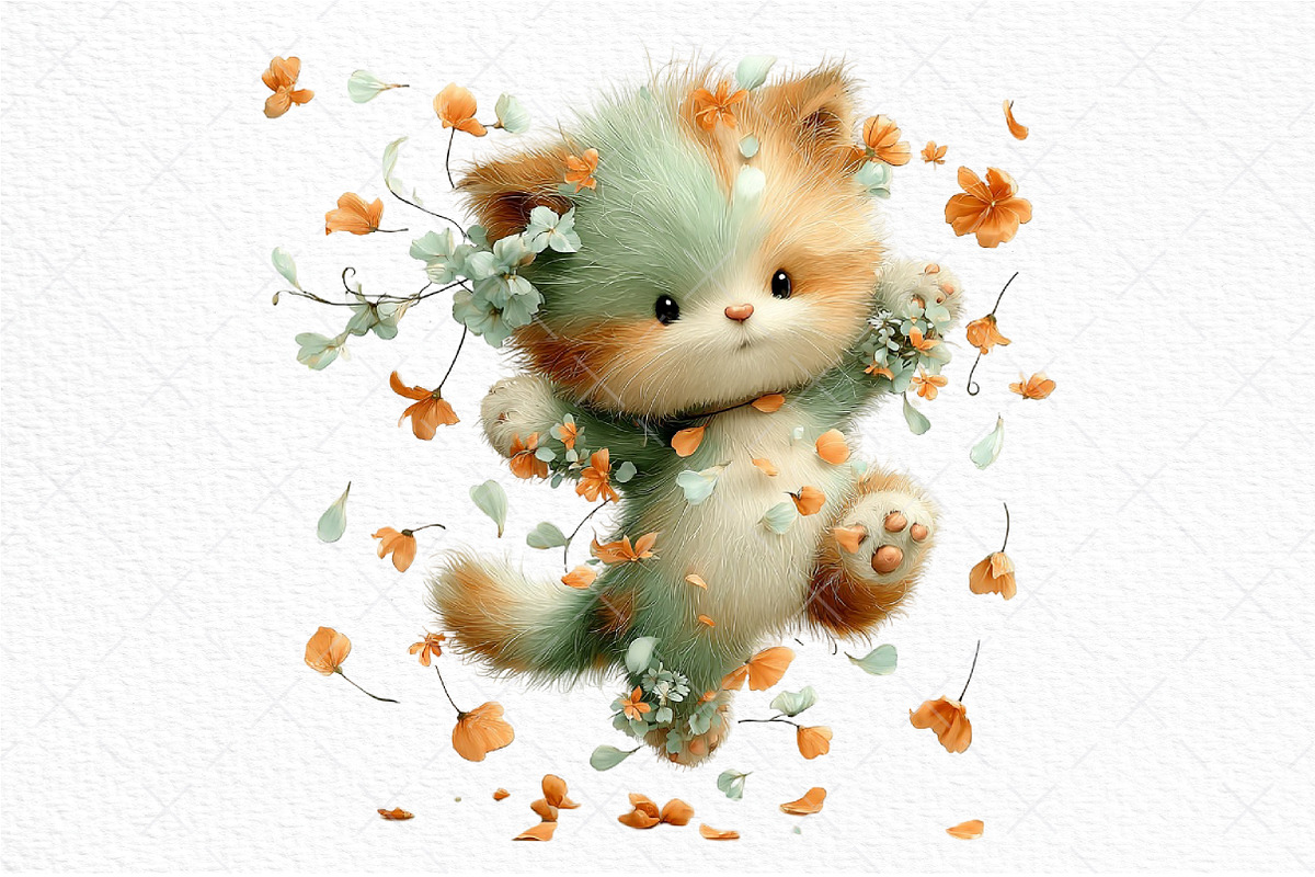 Whimsical Spring Cats Clipart, an Illustration by Craft Nest (Photo 10 of 11)