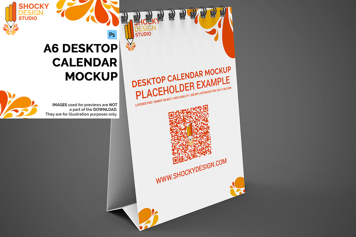 Desktop Calendar A6 Mockup, a Mockup by Shocky Design Studio (Photo 1 of 6)