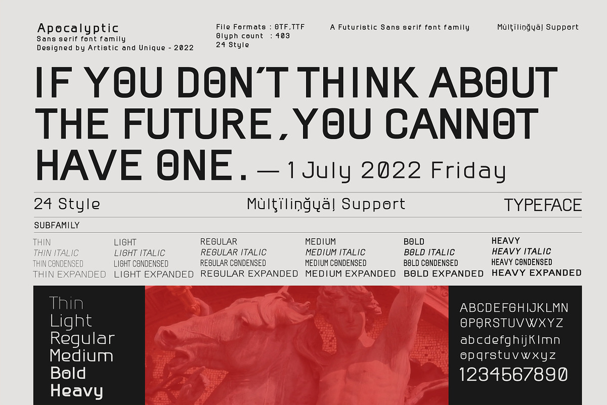 Apocalyptic - Sans Serif Font Family, a Sans Serif Font by Artistic & Unique (Photo 4 of 14)