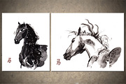 Horses Sumi-e, an Animal Illustration by StabuLaRasa illustration (Thumbnail 9 of 21)