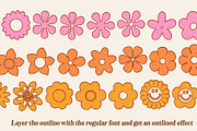 Retro Flowers Illustration Font, a Symbol Font by Dear Darling Design (Thumbnail 9 of 13)