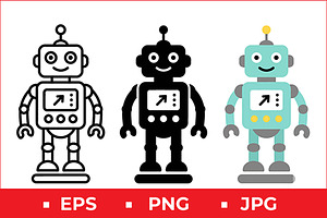 Robot Character Vector Design, a Solid Icon by Artonix