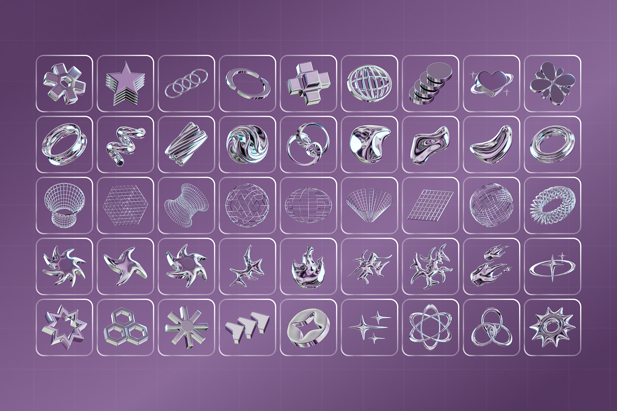 Abstract Chrome 3D Icon Pack, an Object 3D Model by Haps Space (Photo 4 of 4)