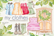 my clothes - watercolor elements, an Illustration by helloPAPER (Thumbnail 1 of 2)