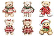 Watercolor Christmas Teddy Bear Clip, a Seasonal Illustration by CitraGraphics (Thumbnail 3 of 7)