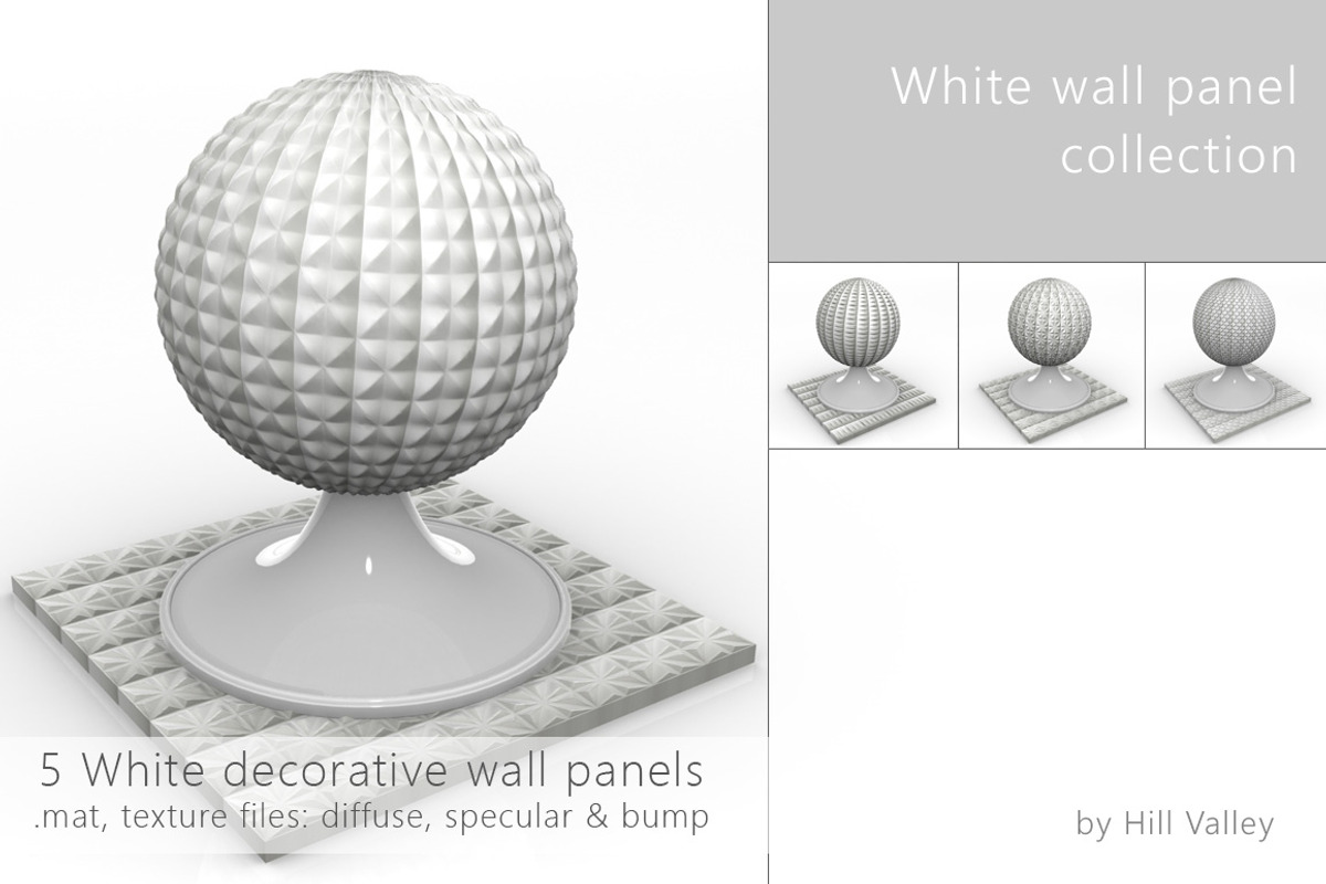 5 White wall panels/tiles, a Textures & Material 3D Model by DutchDigitalDesign (Photo 1 of 3)