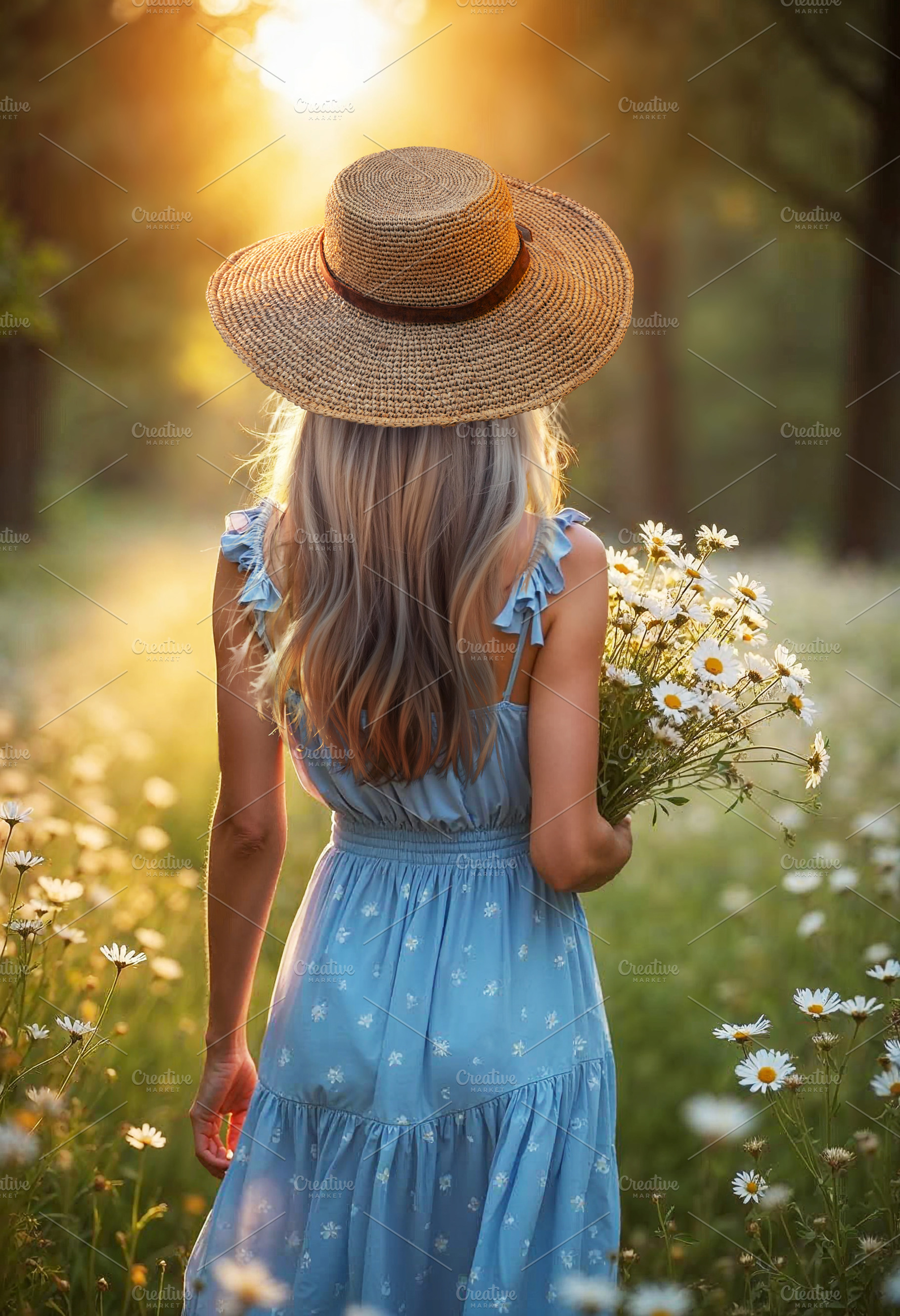Young woman in flowing summer dress, a Person Photo by Volff