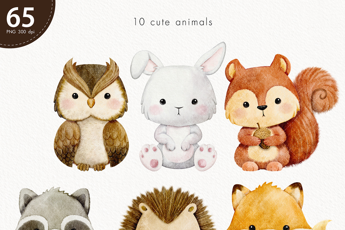 Watercolor Woodland Animals Clipart, an Animal Illustration by TitaLivingArt (Photo 2 of 11)
