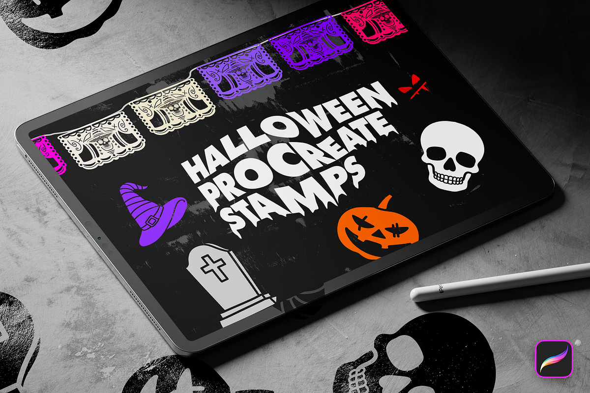 Halloween Procreate Stamp Brushes, a Brush Add-On by Layerform Design Co. (Photo 1 of 5)