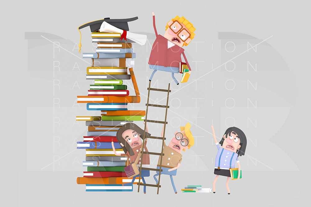 Group of Student climbing a ladder, an Education Illustration by ...