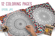12 Coloring pages for adults, an Object Graphic by Kseniia Kuznetsova (Thumbnail 1 of 2)