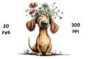 Whimsical Floral Dachshund, Cute Dog, an Animal Illustration by GiraffeCreative (Thumbnail 12 of 20)