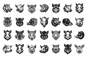Vector of wolf head designs bundle, an Animal Illustration by yod67