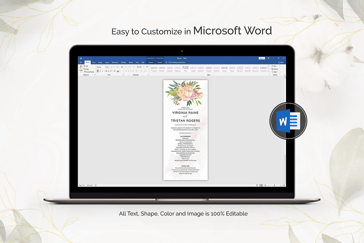 Wedding Program Template Canva, an Invitation Template by ShineOnWedding (Photo 7 of 8)