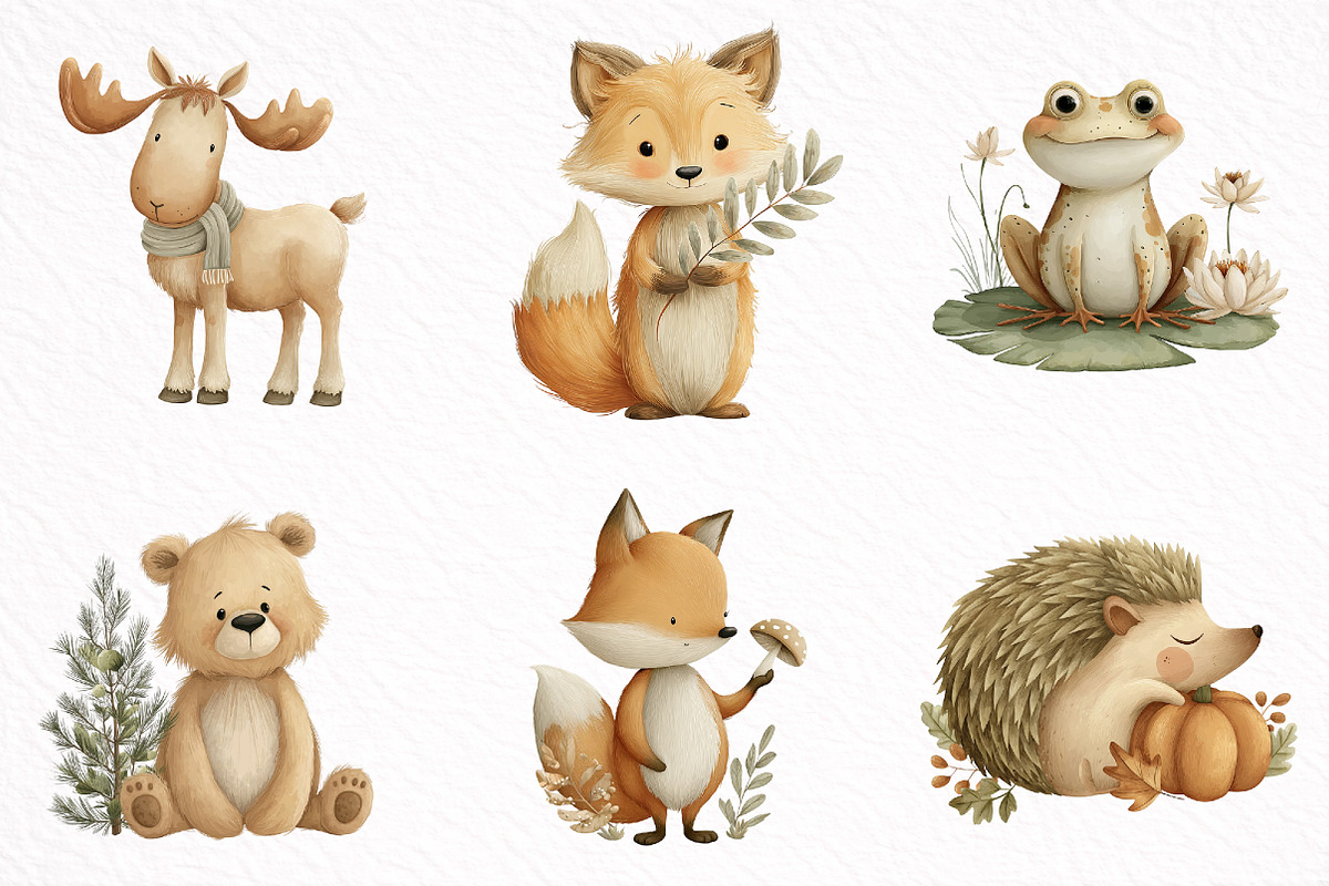 Cute Woodland Animal Clipart, an Illustration by DreamArtGraphic (Photo 7 of 8)