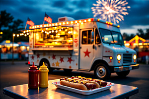 Hot dogs from a food truck, a Photo by rarrarorro