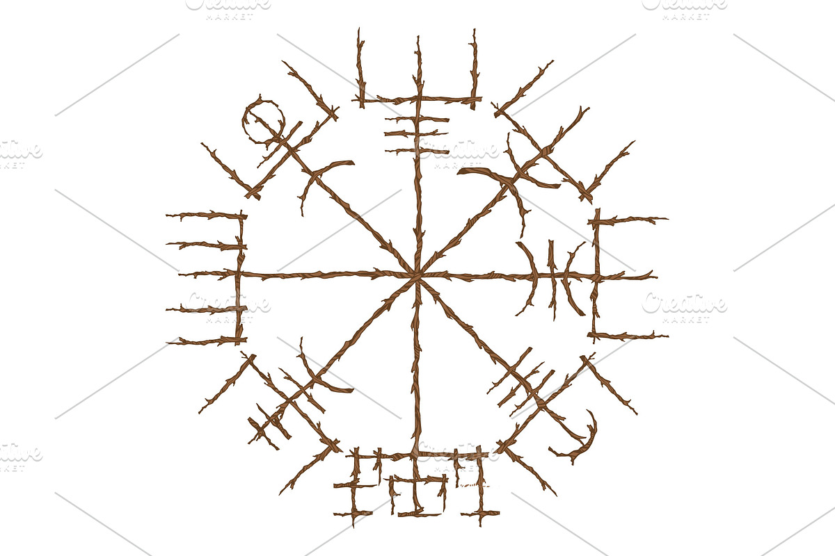 Vegvisir true wooden branches, an Object Graphic by LongQuattroArt