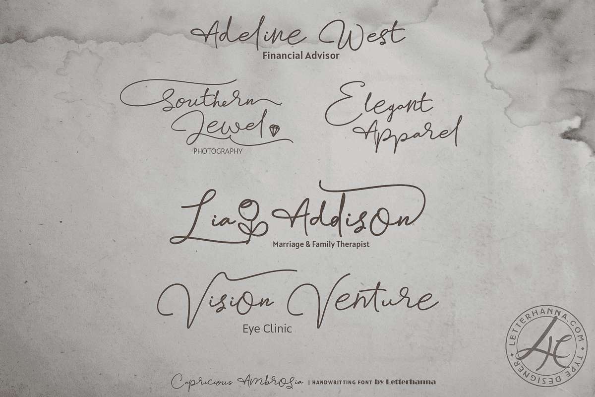 Capricious Ambrosia Quirky Font, a Handwritten Font by Letterhanna Studio (Photo 2 of 13)