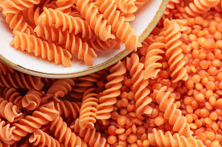 Fusilli red lentil pasta, a Food & Drink Photo by Olena Rudo