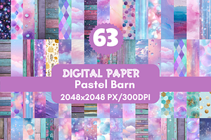 63 Pastel Barn Digital Paper, a Pattern Graphic by LA Design