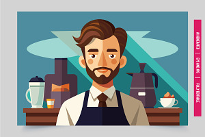 Barista counter with equipment, an Illustration by Tanuart