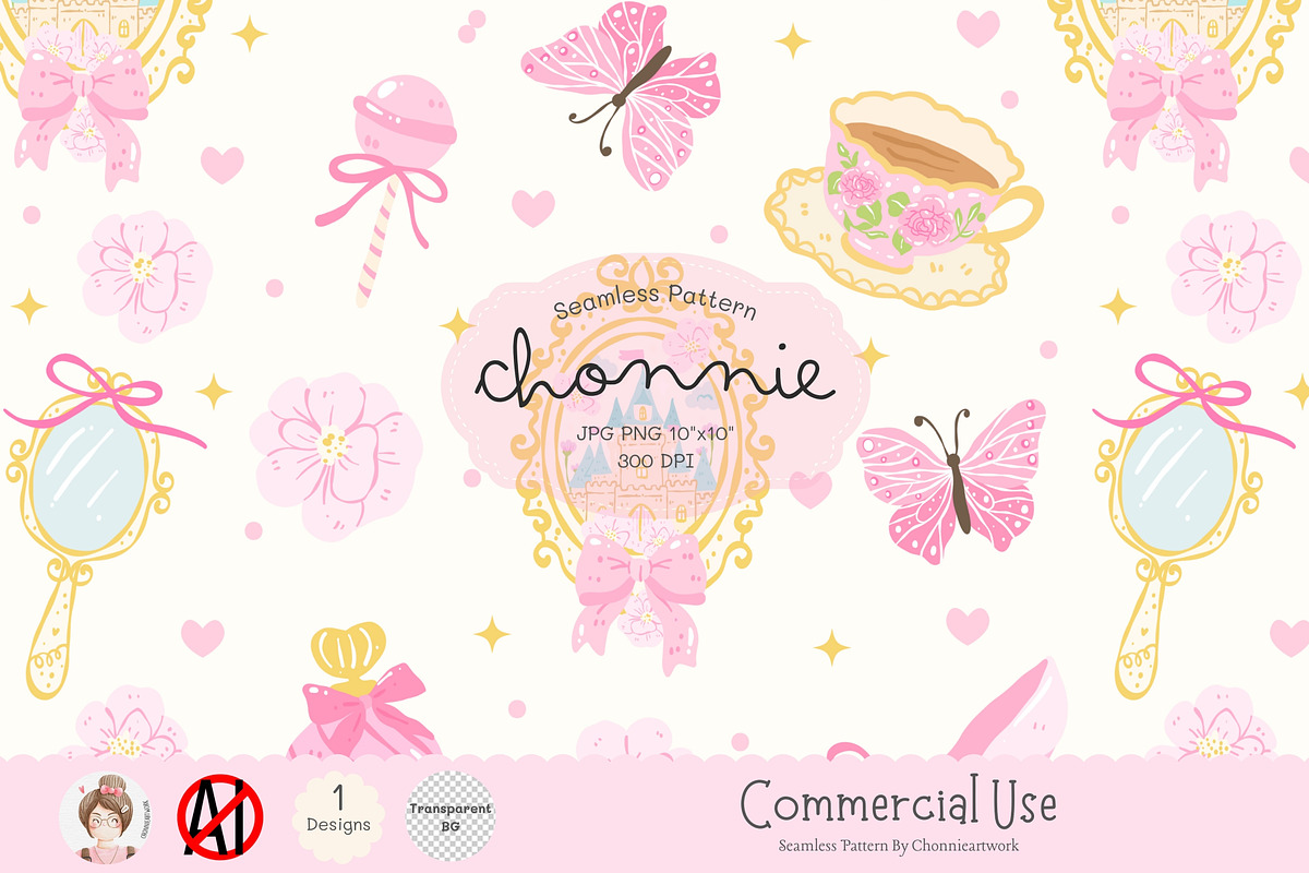 Princess Fairytale Seamless Pattern, a Pattern Graphic by Chonnieartwork (Photo 1 of 5)