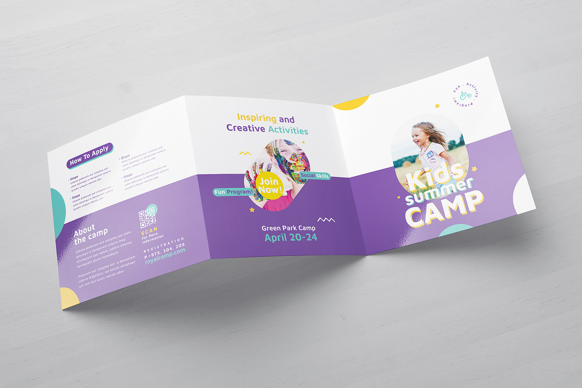 Kids Summer Camp Square Trifold, a Brochure Template by Designsoul14 (Photo 5 of 5)