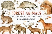 Watercolor Forest Animals Clipart, a Graphic by svetodesign (Thumbnail 1 of 12)
